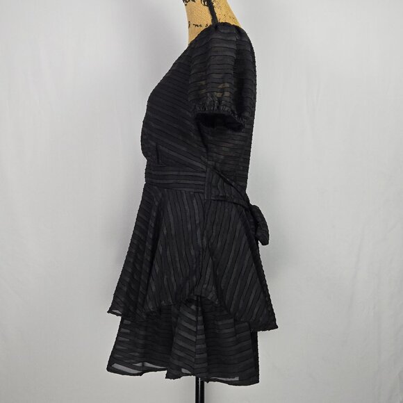 Mi‎ Ami Black Tiered Romper L Coquette Balletcore Date Night Party - Picture 2 of 12